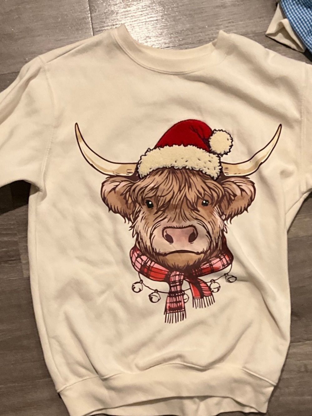 Cream Kids Holiday Highland Cow Sweatshirt